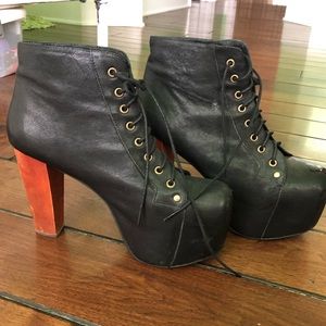 Jeffrey Campbell Lita Black Leather Boot Size 10